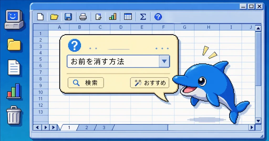 Copilot Keyboardで復活したカイル風の青いイルカと、お前を消す方法と入力されたレトロな検索画面