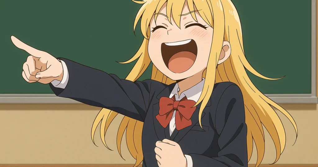 教室で大笑いする金髪女子のアイキャッチ画像