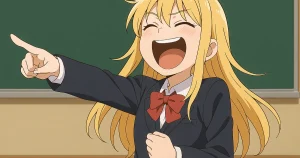 教室で大笑いする金髪女子のアイキャッチ画像