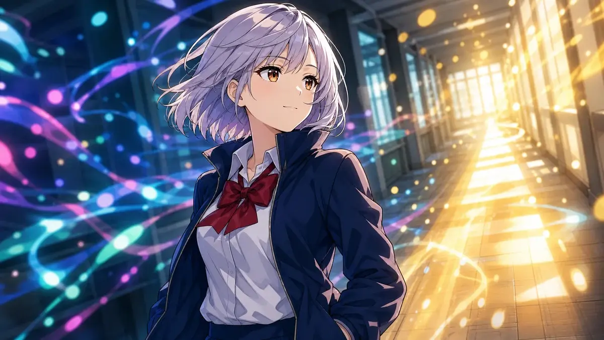 人間関係のノイズから距離を取り自分に合う道を選ぶ銀髪少女のアニメ調イラスト
