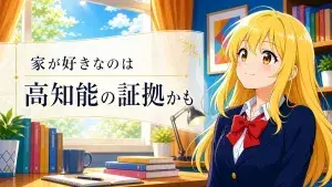 家が好きなのは高知能の証拠かもと伝える金髪少女の上品なアニメ調アイキャッチ画像