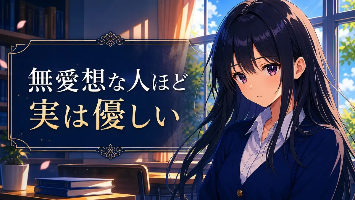 無愛想な人ほど実は優しいことを表した黒髪少女のアイキャッチ画像