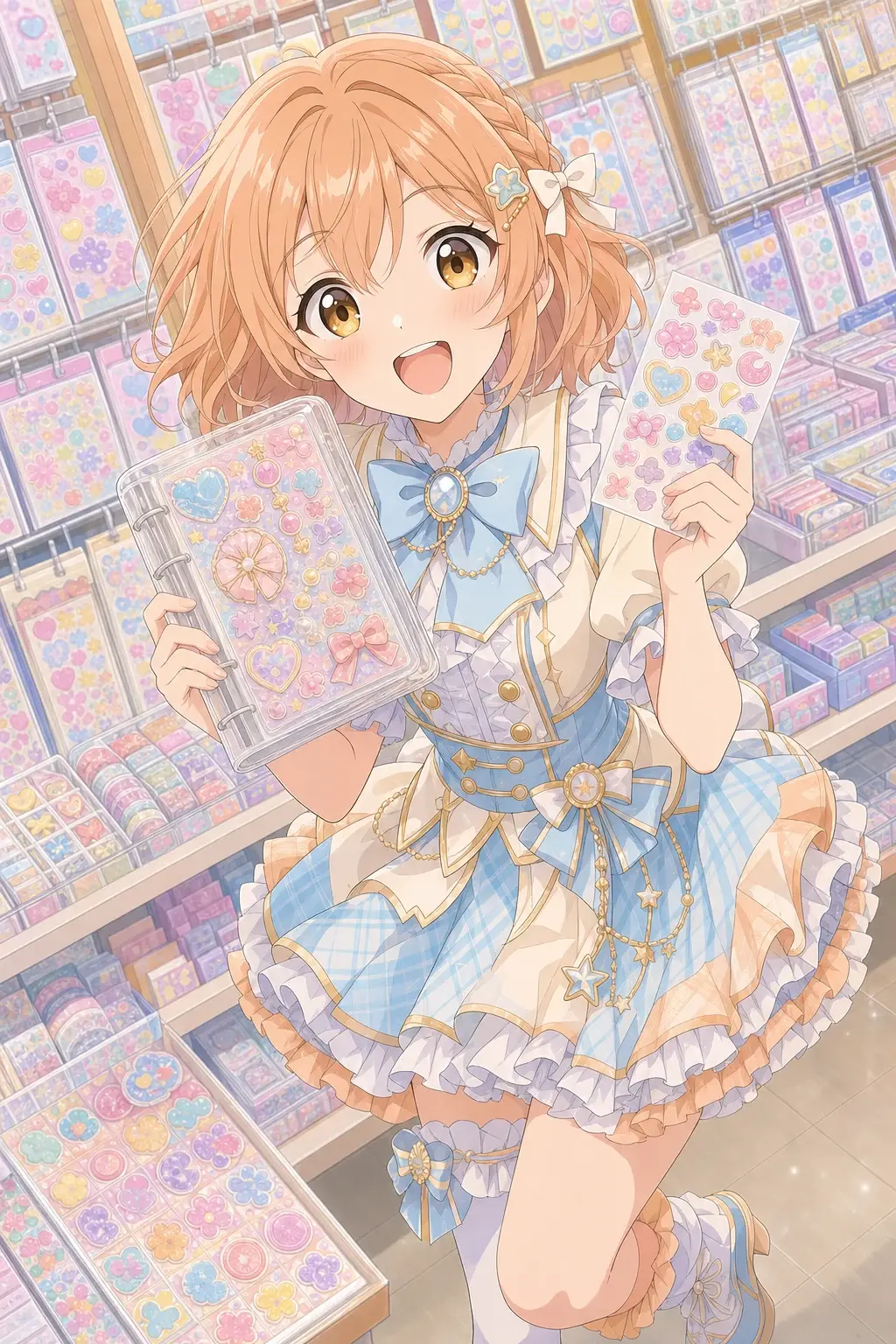 シール帳を持つアイドル風の女の子