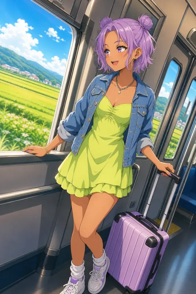 ソロ旅行を楽しむギャル風の女の子