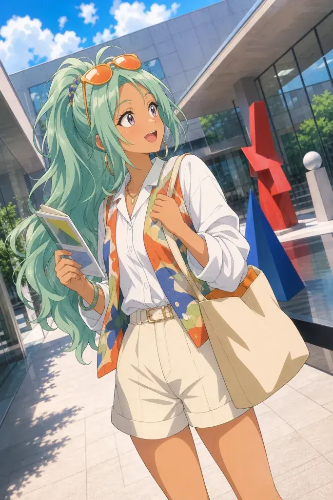 ソロ旅行を楽しむギャル風の女の子