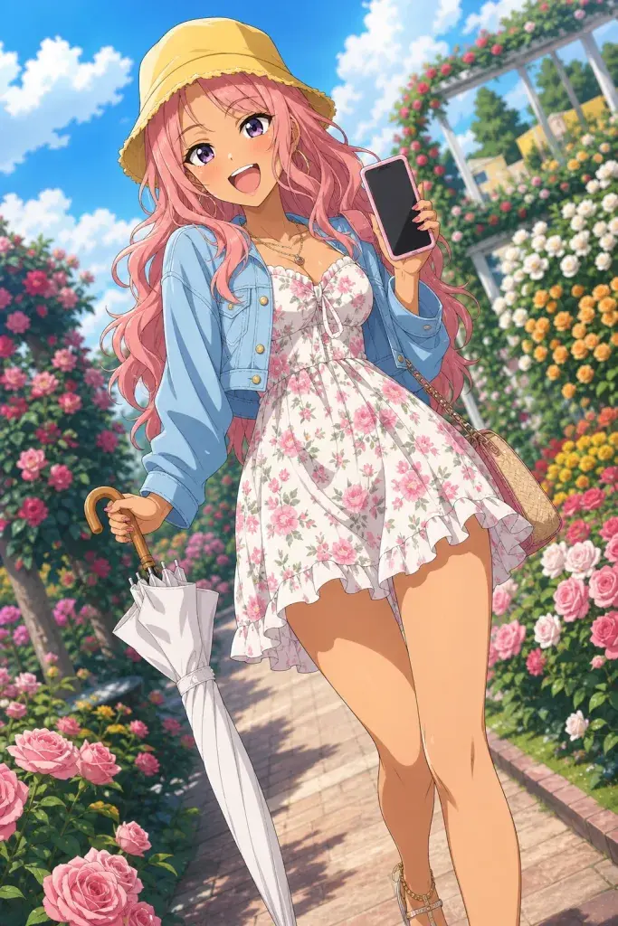 ソロ旅行を楽しむギャル風の女の子