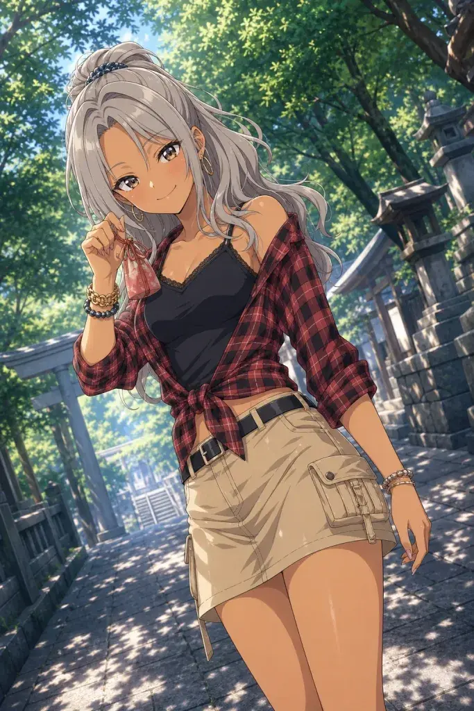 ソロ旅行を楽しむギャル風の女の子