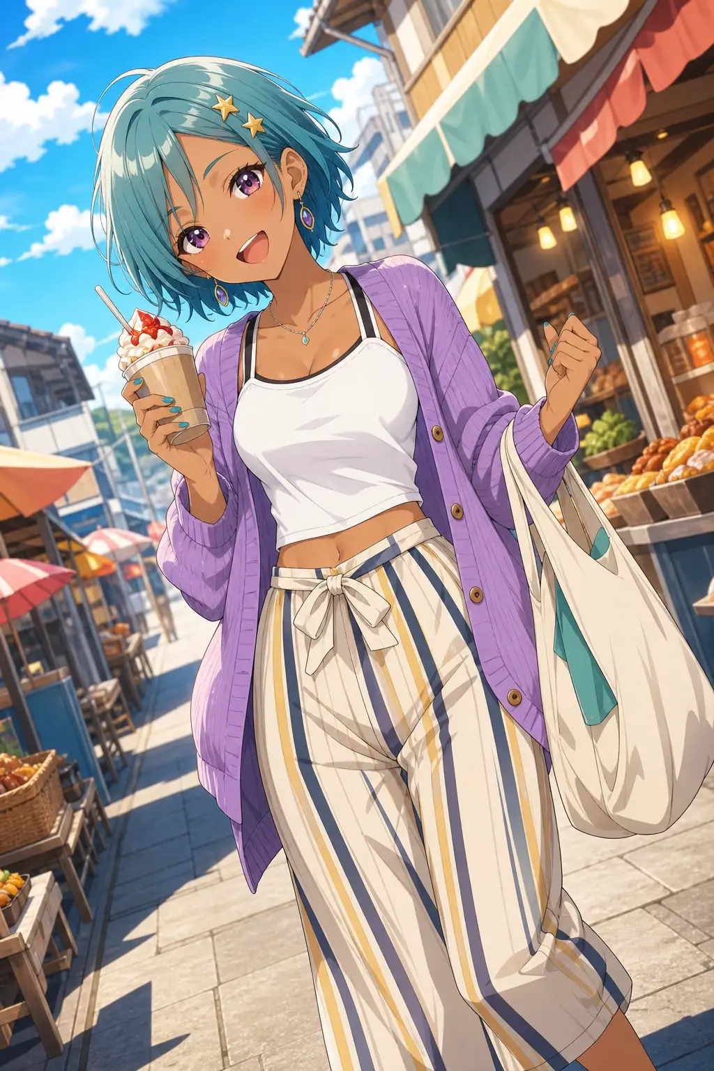 ソロ旅行を楽しむギャル風の女の子