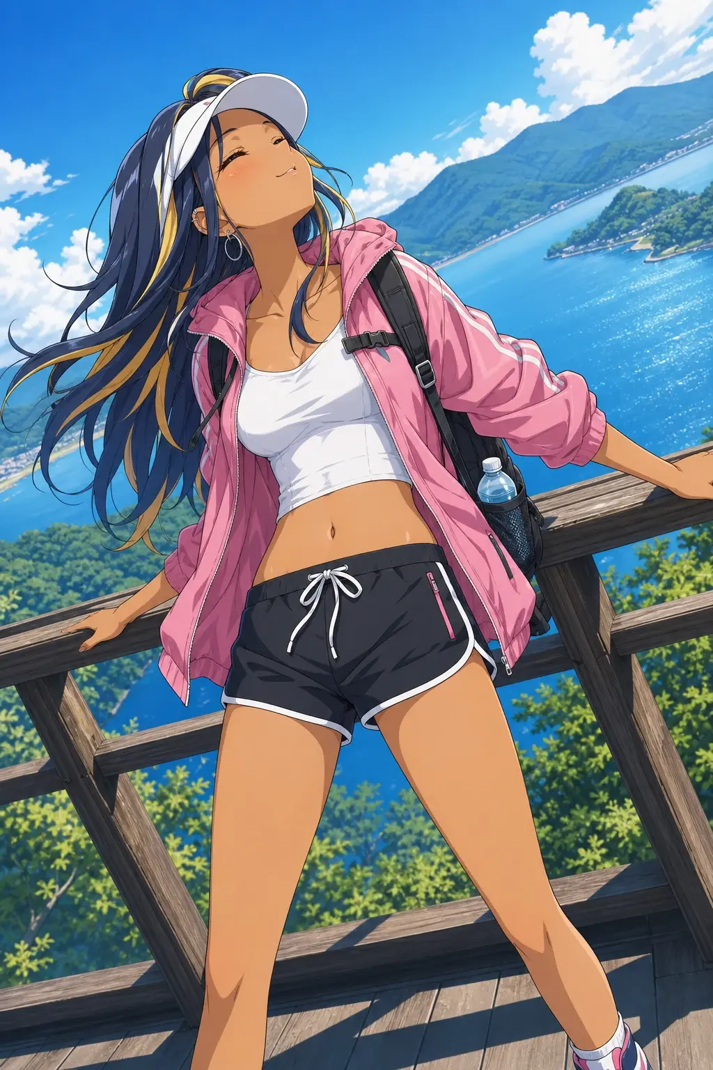 ソロ旅行を楽しむギャル風の女の子