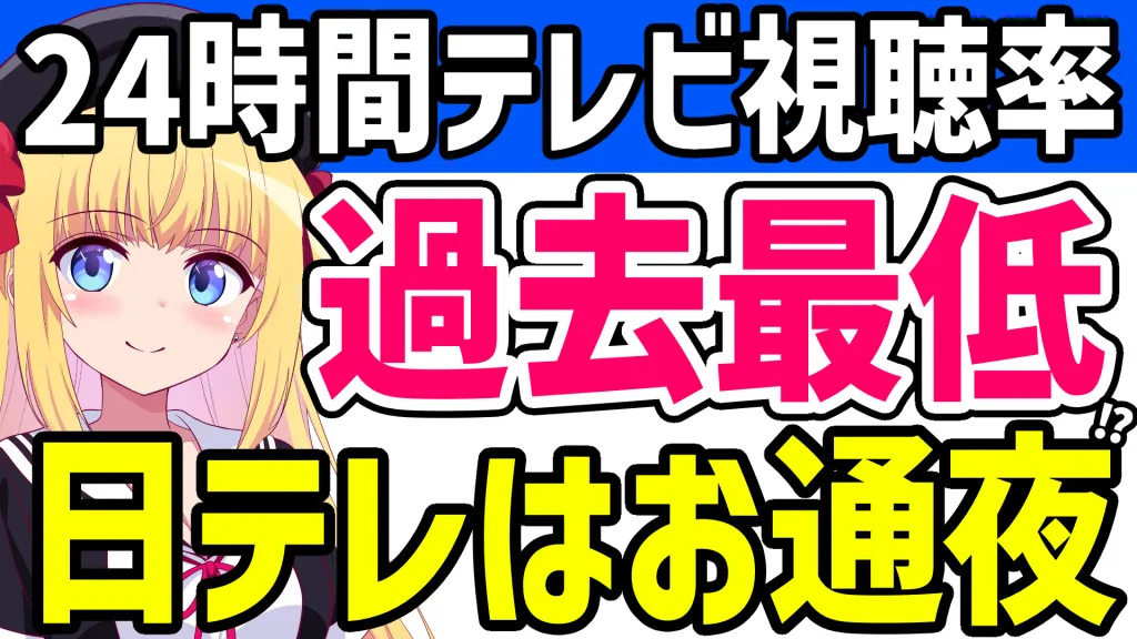 24時間テレビ視聴率 過去最低 日テレはお通夜